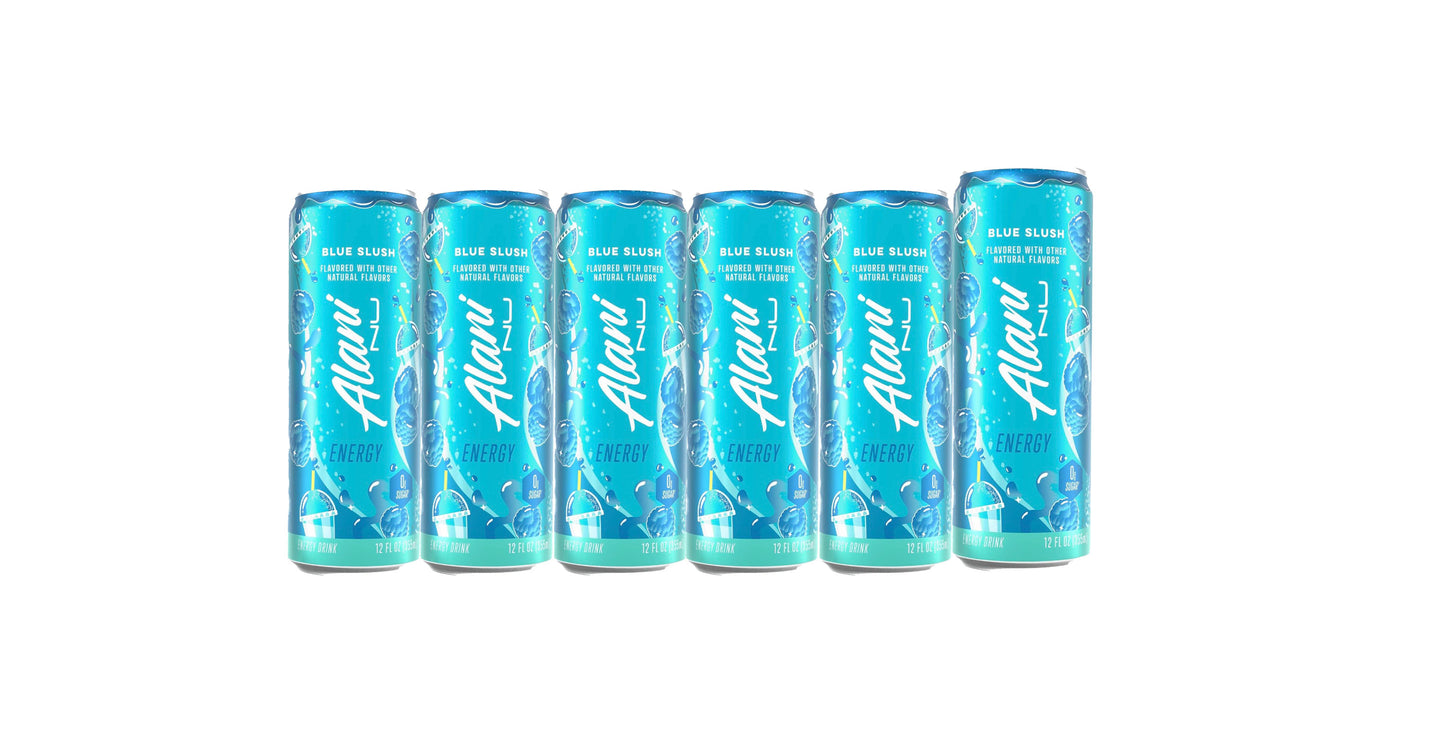 Alani Nu Energy Drink Blue Slush, 12 Fl Oz Can 6 Pack