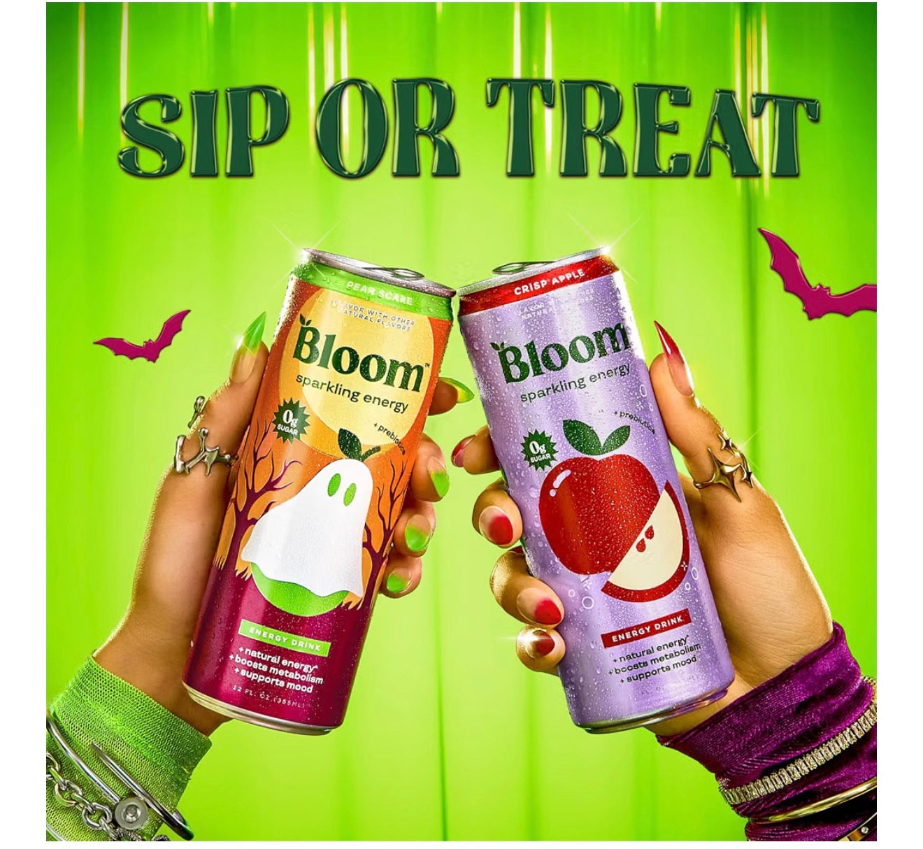 Bloom Energy Drink Pear Scare Limited Edition, 12 Pack, 12 Oz Cans