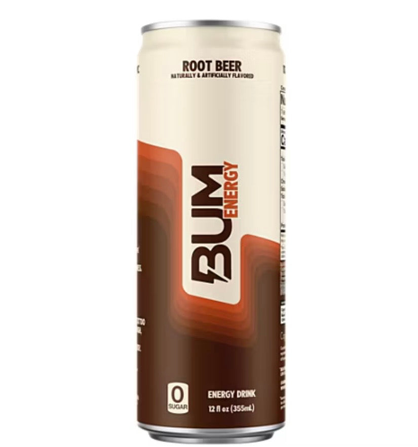 Bum Energy Root Beer Energy Drink, 112 mg Natural Caffeine, 12 fl oz Can