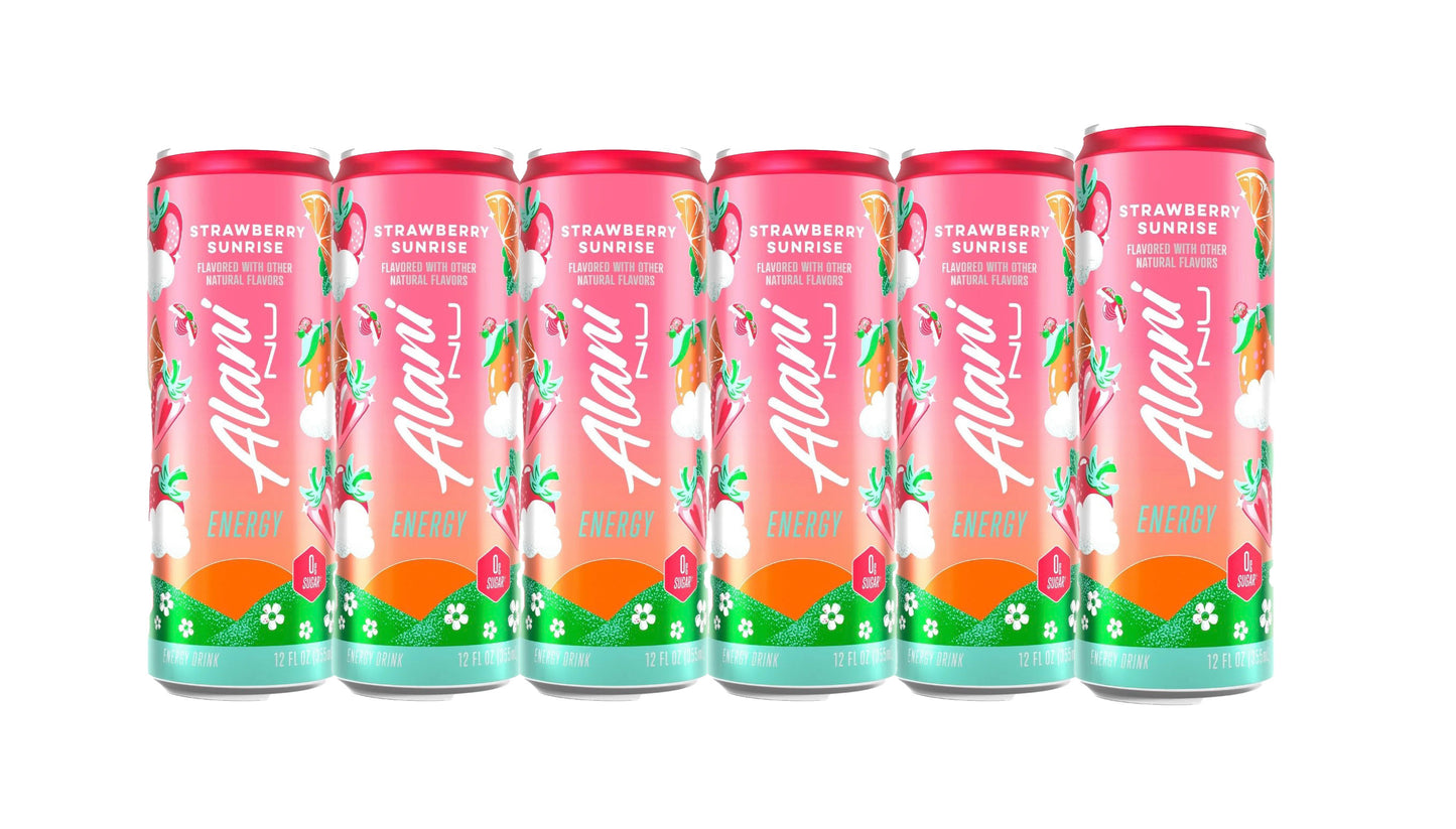Alani Nu Energy Drink Strawberry Sunrise, 12 Fl Oz Can 6 Pack