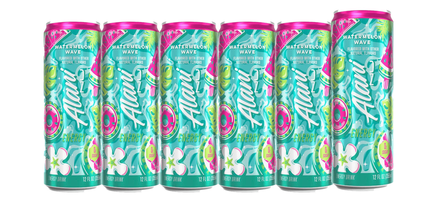 Alani Nu Energy Drink Watermelon Wave, 12 Fl Oz Can 6 Pack