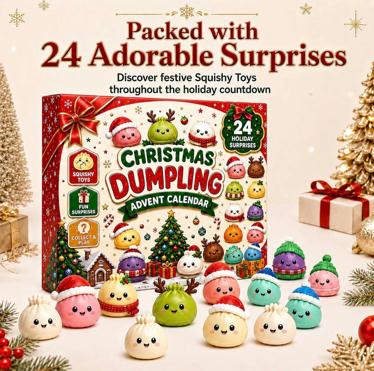 2026 Mystery Squishy Dumpling Advent Calendar, 24 Days Of Squishes