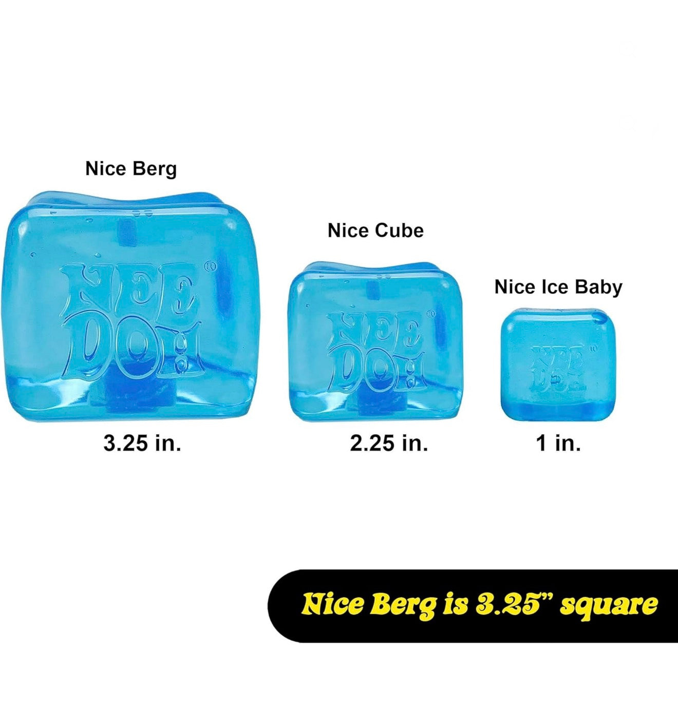 NeeDoh Nice Berg, Satisfying Square Shaped Sensory Toy, Blue, Children Ages 3+