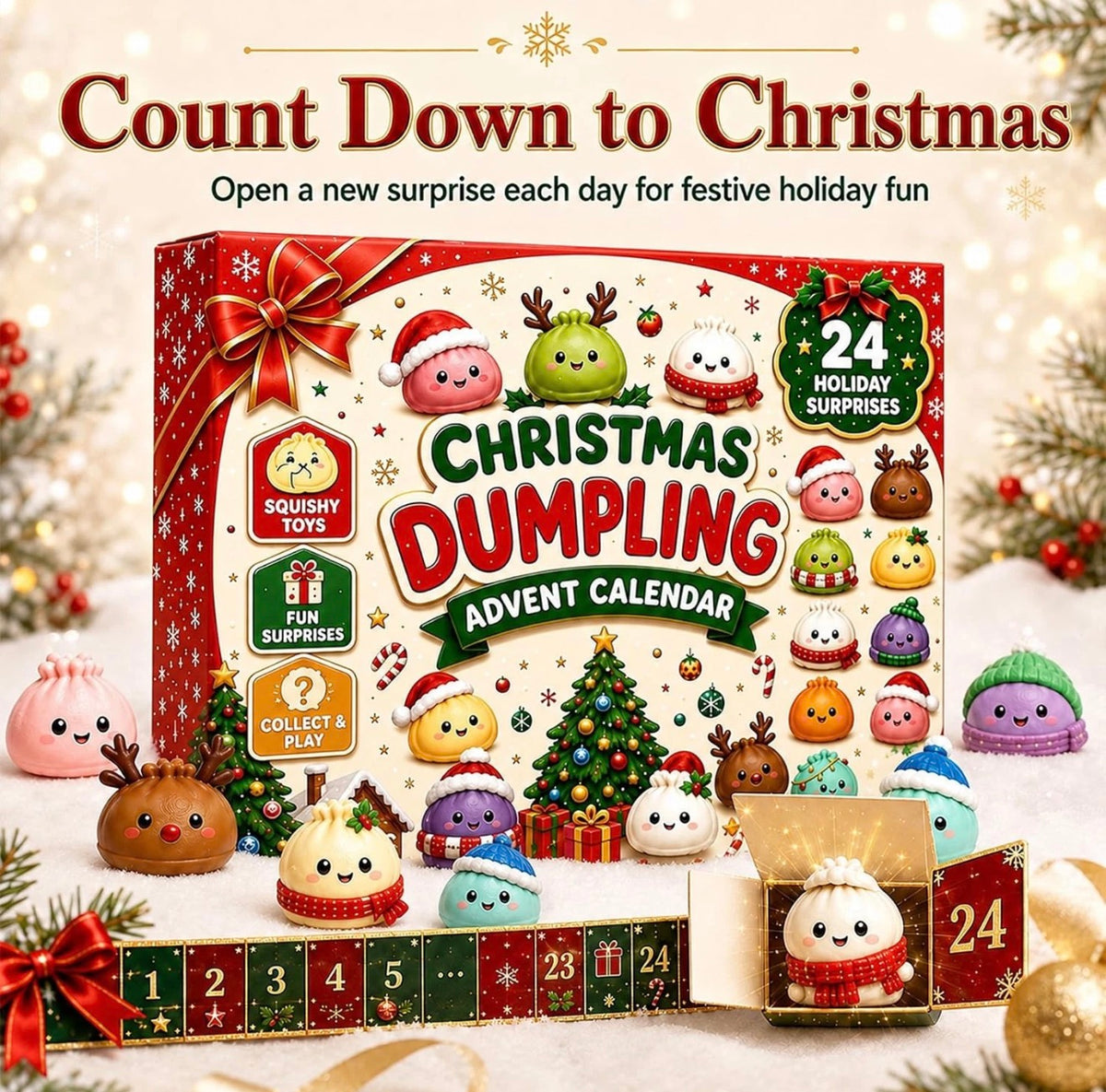 2026 Mystery Squishy Dumpling Advent Calendar, 24 Days Of Squishes