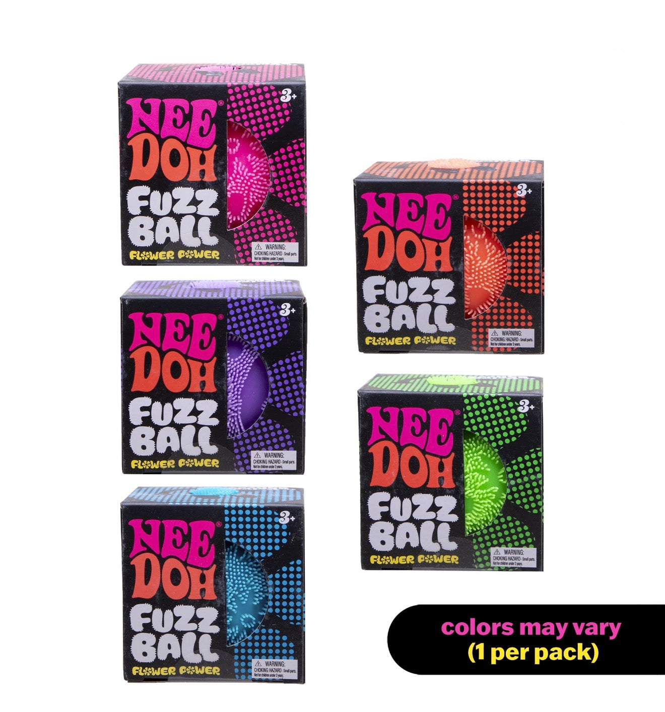 Nee Doh Fuzz Ball Flower Power Novelty Fidget Toy, (1 Piece, Color May Vary), Children Ages 3+
