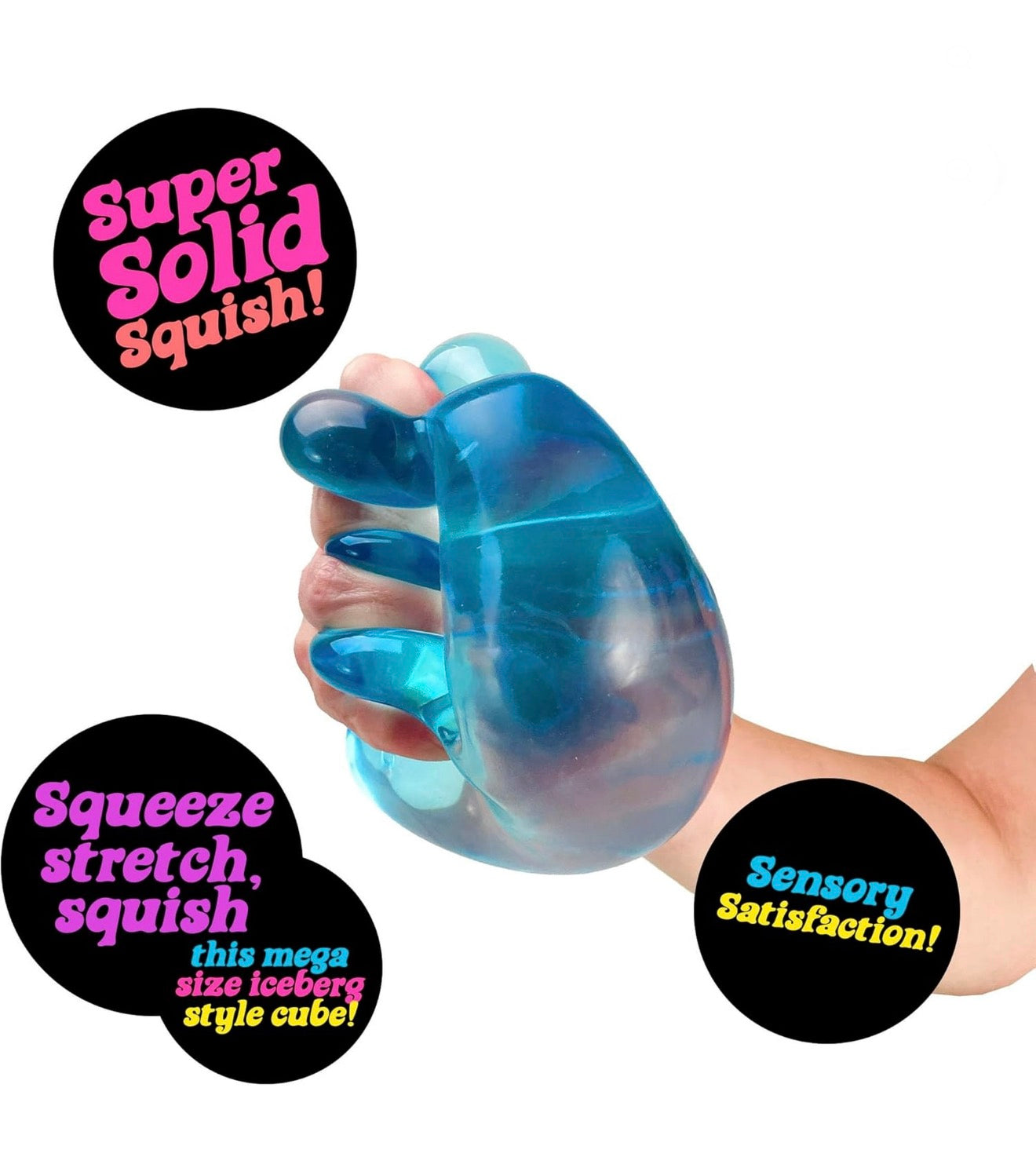 NeeDoh Nice Berg, Satisfying Square Shaped Sensory Toy, Blue, Children Ages 3+