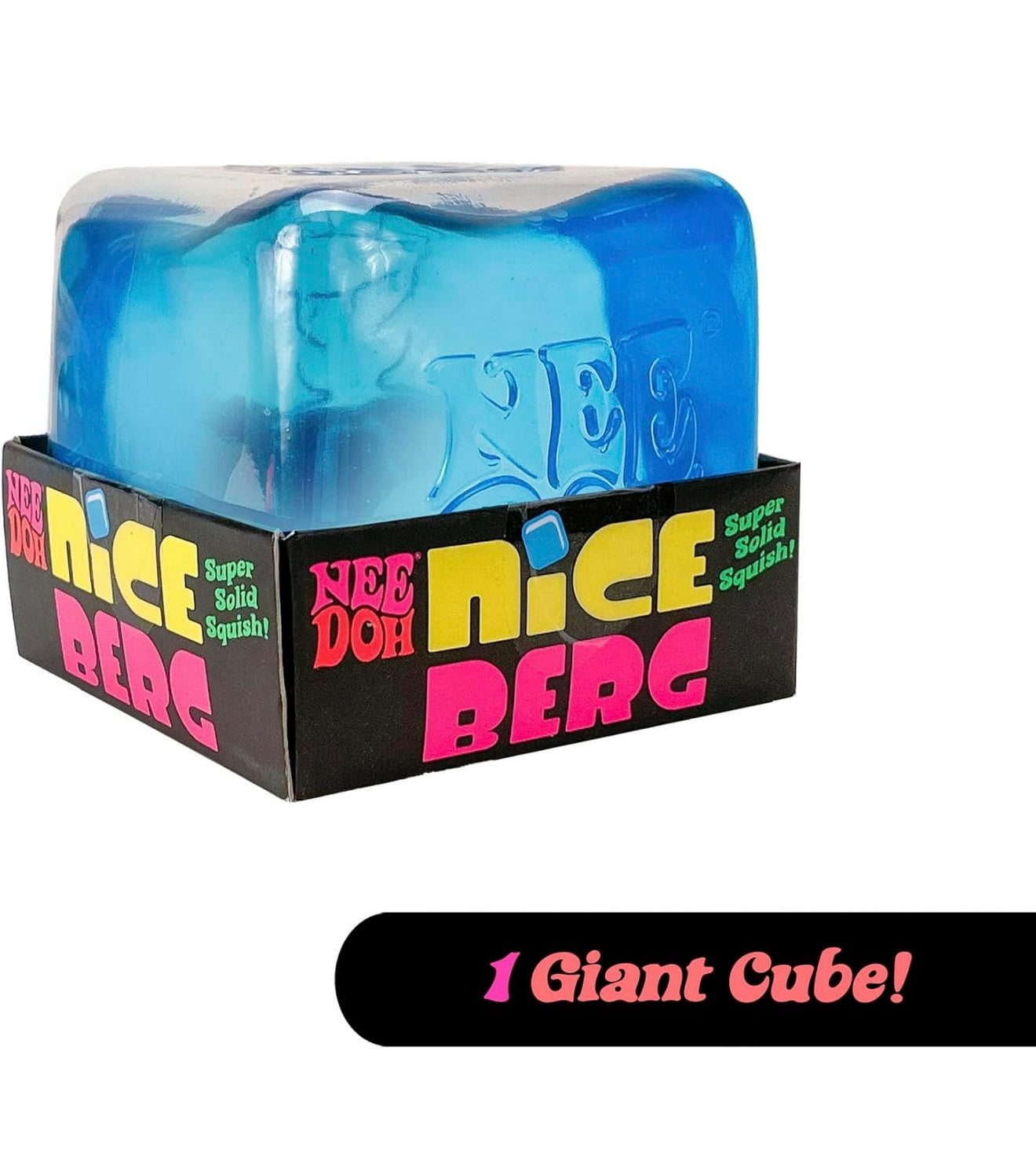 NeeDoh Nice Berg, Satisfying Square Shaped Sensory Toy, Blue, Children Ages 3+