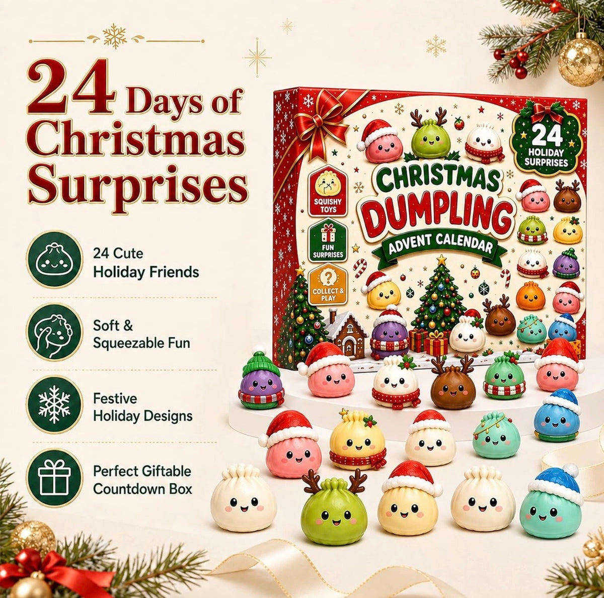 2026 Mystery Squishy Dumpling Advent Calendar, 24 Days Of Squishes