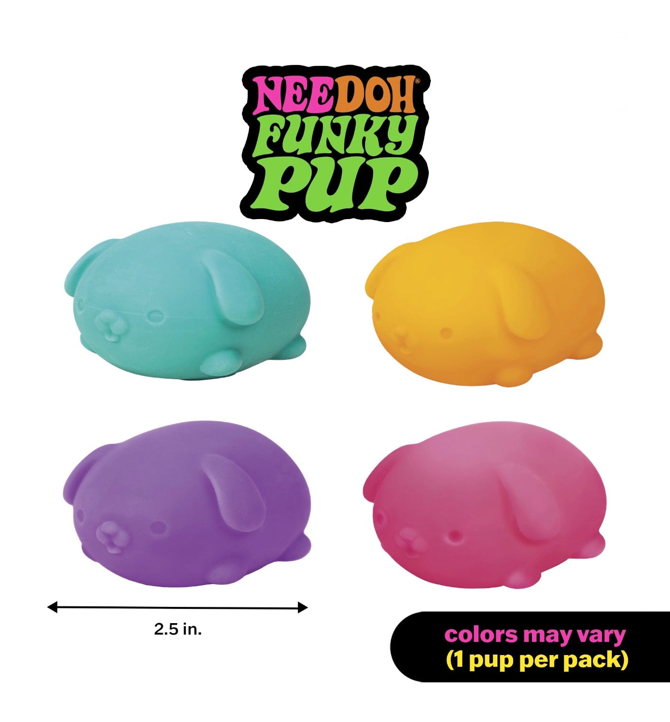 NeeDoh Funky Pup Novelty Fidget Toy, (1 Piece, Color May Vary), Children Ages 3+