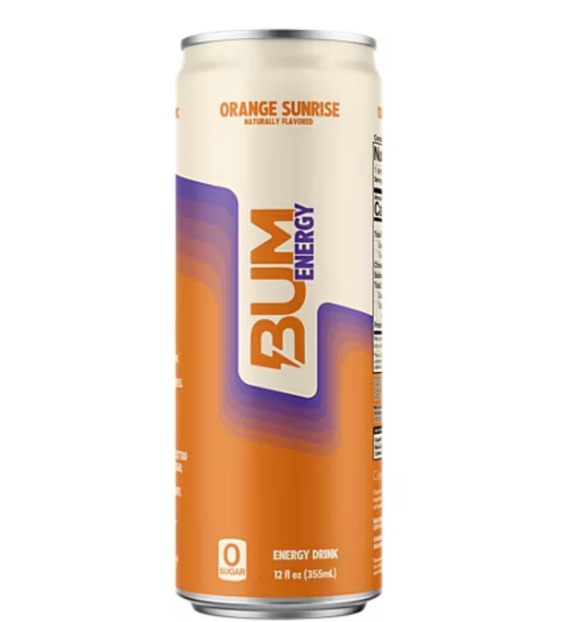 Bum Energy Orange Sunrise Energy Drink, 112 mg Natural Caffeine, 12 fl oz Can