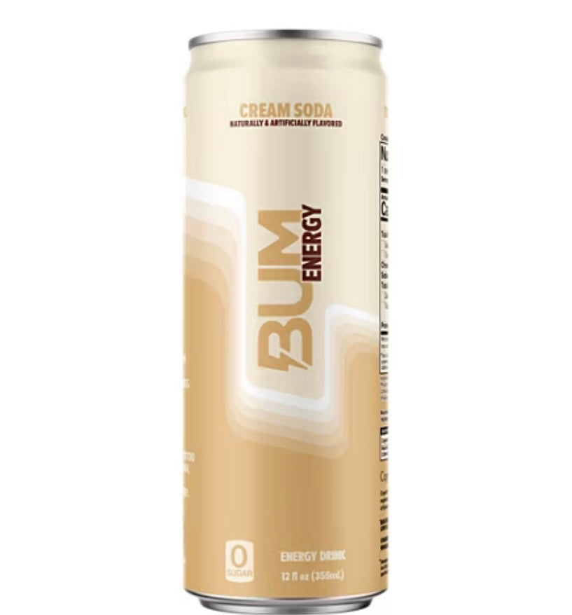 Bum Energy Cream Soda Energy Drink, 112 mg Natural Caffeine, 12 fl oz Can
