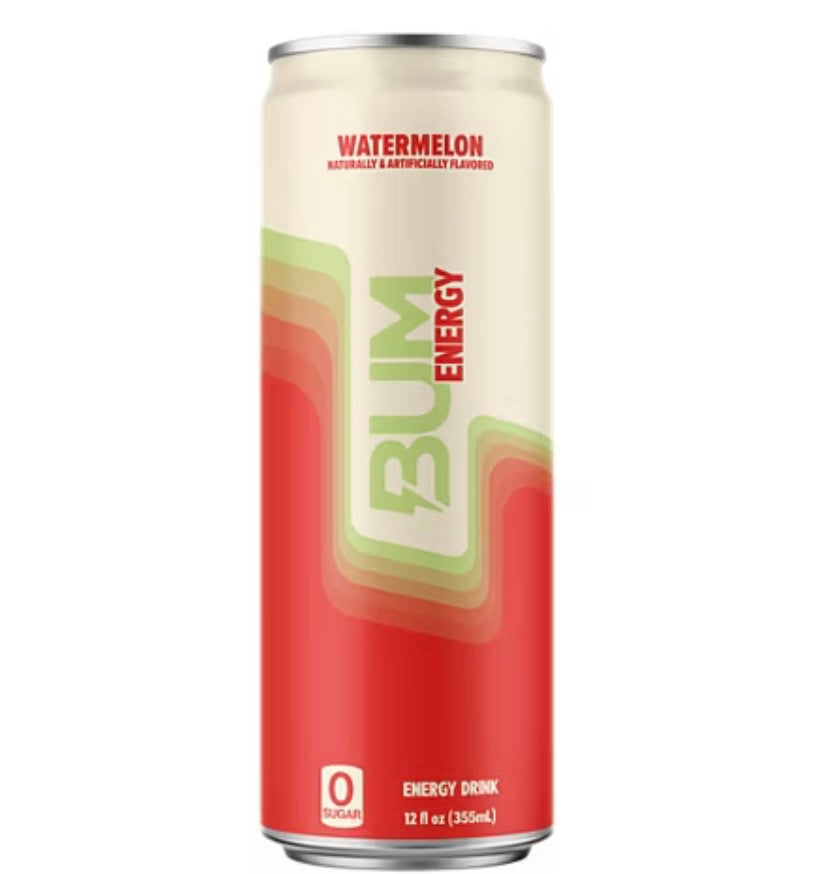 Bum Energy Watermelon Energy Drink, 112 mg Natural Caffeine, 12 fl oz Can