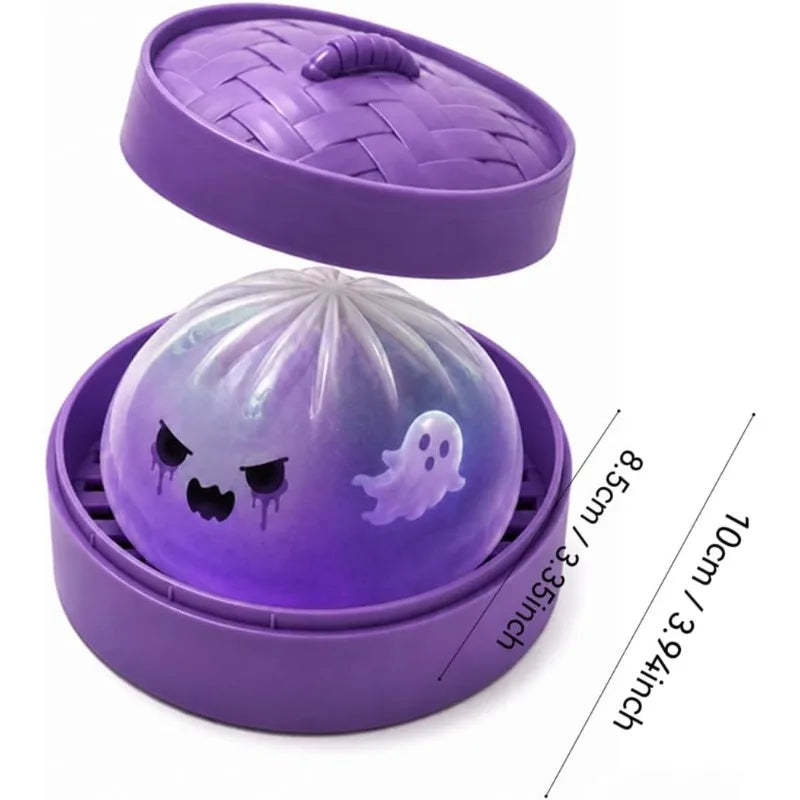 Glitter Halloween Ghost Dumplings Squishy Soft Slow Rebound Resilience Decompression with Steamer Stuffed Shark Bun Gift
